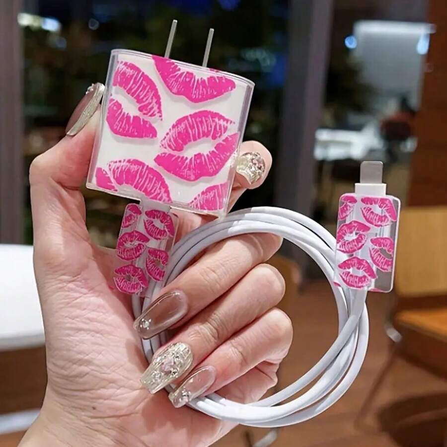 Funda protectora con diseño de lápiz labial de dibujos animados sexy, compatible con iPhone y cargadores de 18-20W para evitar roturas