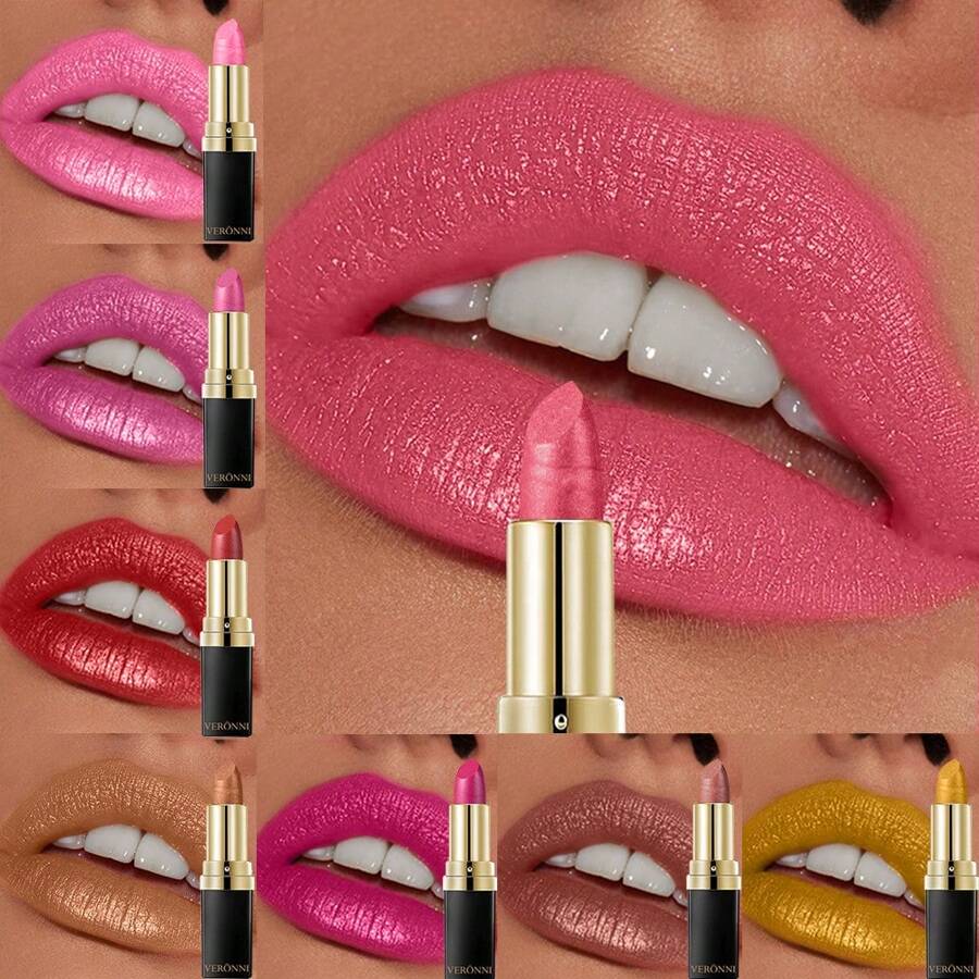 1 件装金属唇膏持久闪光唇釉防水保湿红唇彩闪光闪亮唇彩化妆品