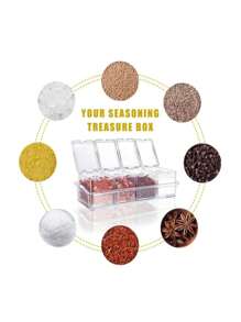 4-Piece Spice Rack For Spices, Herbs, Clear Sturdy Plastic - Clear - View 3