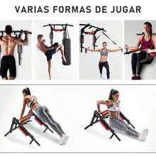 Home Gym 8 Ejercicios En 1 Soporta 400kg  Barra de Dominadas Gimnasio en Casa  Fortalece Espalda Brazos y Mas  para Pared y Piso, Uso Rudo Fácil Instalación - Rojo - Ver 6