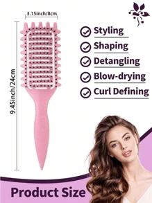 Defining Curl Wet Curly Hair Brush, Soft Bristles Hairbrush With Prongs, Detangling Brushes Reduce Hair Pulling & Curl Separation, Round Detangler, Shaping And Styling Tools For Women Men Girls,Hair Brush,Comb,Hair Tools,Hair Products And Accessories For Barber Salon Beauty Travel Essentials