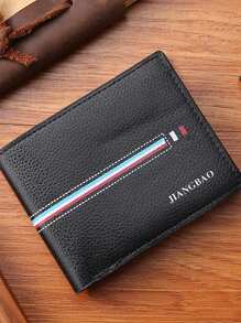 1 szt. męski krótki portfel składany na pół, kolorowe paski, wiele przegródek na karty, swobodny biznesowy smukły miękki skórzany portfel, odpowiedni dla nastolatków, swobodny, na zewnątrz, sportowy, podróżny, prezenty na ukończenie szkoły, akcesoria urodzinowe