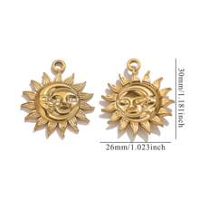 5pcs Stainless Steel Fashionable Hundred Sun Moon Heart Pendant DIY Necklace Earrings Jewelry Accessories Making Daily Wear Gifts