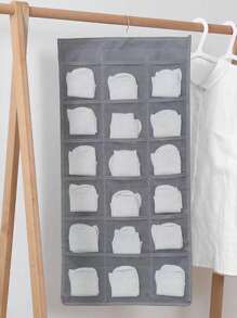 1pc Dual Sided Closet Hanging Organizer With Mesh Pockets, 6+18 Pockets, Dual Sided Hanging Pockets, Wardrobe Storage Bags, Oxford Cloth Space Saving Storage Bag For Bra Underwear Underpants Socks Reversible Underwear StorageHanging StorageHanging Bag, Socks, Underwear Storage, Home Wall, Wardrobe, Bra Storage