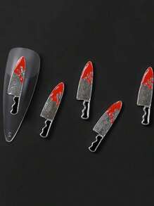 5/10 件，血刀美甲饰品，3D 金属美甲配件混合风格美甲饰品 - 装饰用美甲配件 - 美甲用品 - 彩色 - 查看 2