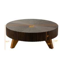 35.4" Round Retro Style Coffee Table - Ideal For Coffee Time, Home Decor & Living Room. Sturdy Construction, Rustic Brown Finish, Perfect For Adding A Touch Of Elegance To Any Indoor Space, Suitable For Relaxing Evenings And Entertaining Guests