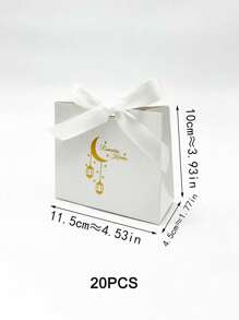20 件烫金月亮星星丝带蝴蝶结礼品盒，方形纸质礼品盒 - 彩色 - 查看 11