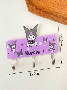 Sanrio 3-Hook Cute Cartoon Sticky Wall Hooks, Strong Damage-Free Hanger For Student Desk, Bathroom, Refrigerator, Dormitory