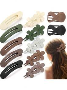 1/3/4pcs Flat Top Hair Clips, Fashion Matte Non-Slip Hair Clips Suitable For All Hairstyles, Multiple Styles For Women Bridal Wedding Party Hair Accessories Home Bathroom Decor