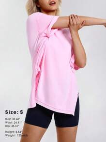 EXLURA Womens Summer Oversized T Shirts 2025 Casual Short Sleeve Loose Maternity Tops Crewneck Tunic Plus Gym Workout Top - Light Pink - 查看 2