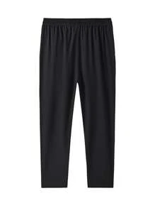 （春夏）加大码男士运动休闲裤，宽松休闲跑步训练裤，春秋季黑色 - 黑色 - 查看 5