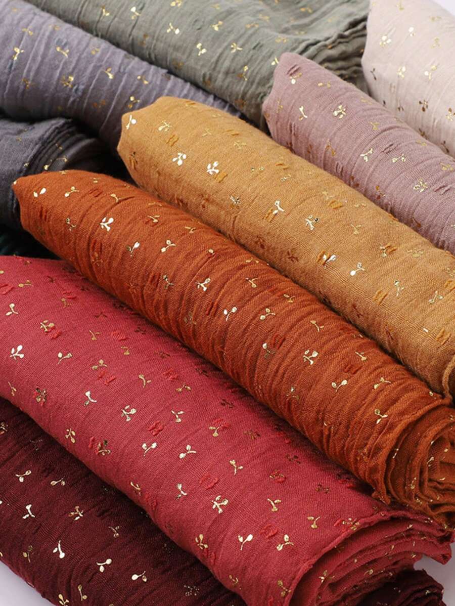 1 Piece Fashion Style Women Scarf Wrap Leaf Bronzing Shawls Headband Fantastic Crinkle Viscose Hijab