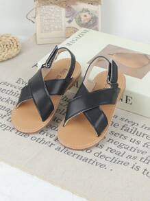 1 Pair New Girls Casual Sandals And Boys Beach Shoes, Fashion Soft Bottom Summer Shoes For Toddler/Little Kids - Black - View 6