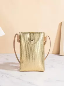 Bolso de mujer cartera monedero con diseño de patrón de cocodrilo en piel de poliuretano dorado, sencillo y de moda. Puede usarse de hombro o cruzado, con hebilla antirrobo, muy adecuado para viajes, festivales. Cartera, monedero y bolsa para teléfono.