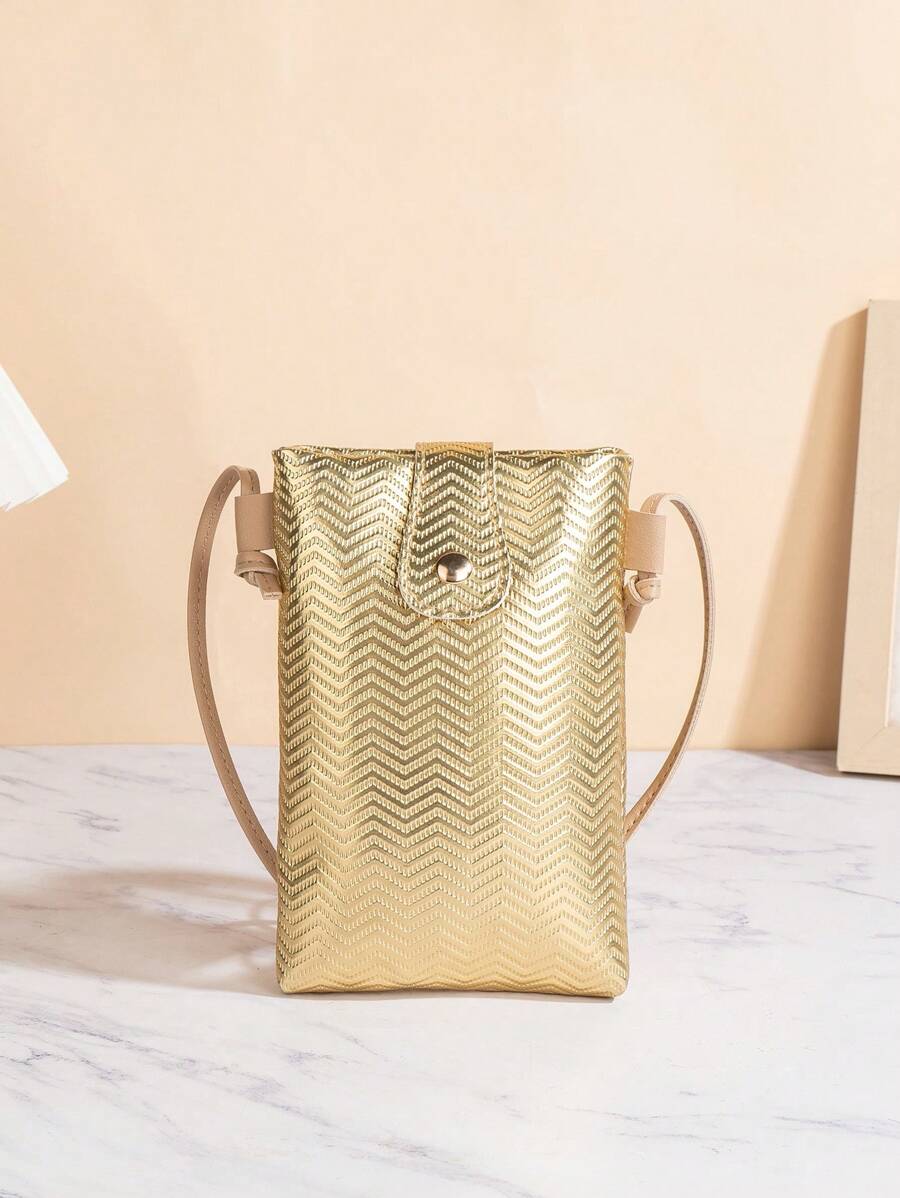 Bolso de mujer cartera monedero con diseño de patrón de cocodrilo en piel de poliuretano dorado, sencillo y de moda. Puede usarse de hombro o cruzado, con hebilla antirrobo, muy adecuado para viajes, festivales. Cartera, monedero y bolsa para teléfono.