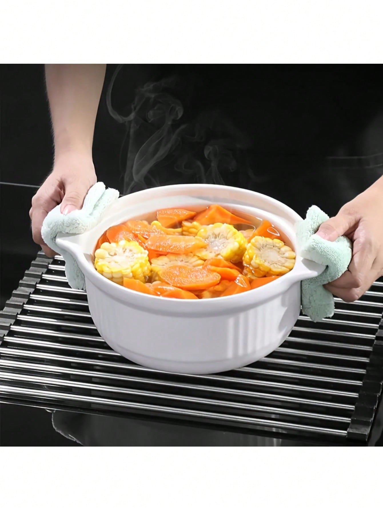 رف تجفيف الأطباق القابل للطي من الفولاذ المقاوم لل...