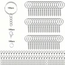 50pcs/100pcs/150pcs Keychain Making Kit, Including Detachable Key Ring, Lobster Clasp, Jump Ring, For DIY Jewelry Keychain, Handicraft Making