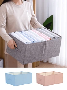 Organizador de Ropa Plegable de Tela con Asa, Cajón Lavable, Organizador de Ropa Chico - Gris - Ver 1