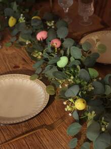 70.87 Inch Eucalyptus Rattan Wreath, 1pc Artificial Colorful Egg Eucalyptus Wreath, Suitable For Spring Home Decor, Tabletop Decor, Wall Hanging, Indoor Decoration, Dining Room, Easter Decoration - Multicolor - View 6