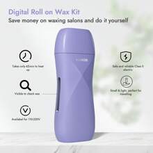 WAXKISS Roll-On Wax Kit For Painless Hair Removal, Includes 2 Lavender Wax Cartridges, Roller Wax Kit For Women And Men, Easy At-Home Use For Large Areas, Leaves Skin Smooth And Hair-Free - 美規A型插(110-127V) - 查看 4
