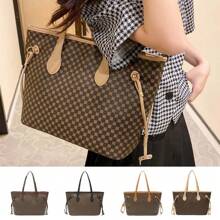 1pcs Women's New Fashionable Retro Dot Printed Tote Bag, Large Capacity One Shoulder Portable Women's Bag - Multicolor - View 1