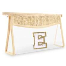 Túi đựng đồ trang điểm hình chữ cái đầu nhỏ Boho Straw Quà tặng cá nhân, Túi đựng đồ trang điểm bằng vải nhung trong suốt dễ thương có khóa kéo, Túi đựng đồ vệ sinh cá nhân du lịch được TSA chấp thuận, Quà tặng cho phụ nữ, bạn bè sinh nhật, chữ cái A~Z, Thích hợp cho phòng tắm nghỉ dưỡng công sở có chữ cái lông mềm mại - trắng - Xem 20