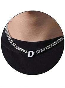 1pc Stainless Steel 26 Letter Fashion Pendant Necklace, Suitable For Daily Wear, Gift For Boyfriend/Girlfriend, Couples