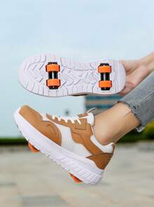Patines con 4 ruedas para estudiantes niños, zapatillas con ruedas desmontables para estudiantes niñas, zapatos de monopatín para deportes al aire libre adultos