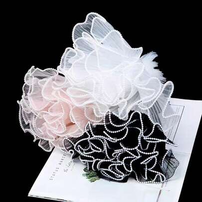 1 miếng giấy lót gói hoa voan ngọc trai họa tiết sóng, voan ngọc trai sóng, giấy lót gói hoa, thích hợp cho ngày lễ, ngày lễ tình nhân, đám cưới, sinh nhật, cửa hàng hoa, cắm hoa tự làm hoặc trang trí cửa hàng hoa