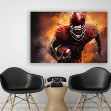 Framed Exquisite Wooden Frame, Rugby Theme Dynamic American Football Player Canvas Poster Posters Are Suitable For Home Decoration, Wall Art, Bedrooms, Living Rooms, Bars, Kitchens, Offices, And Are The Perfect New Year Gifts Creative Home Decoration, High Quality Decorative Posters, Dormitory, Gym, Bar, Cafe, Arcade, Room Living Room Wall Decoration Painting, Perfect Gift, Spring Limited