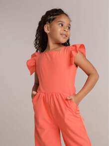 Stylish Long Jumpsuit For Children And Young People - Coral Pink - View 2