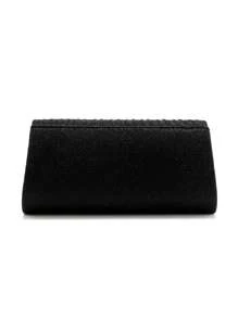 优雅水钻项链耳环手链首饰套装适用于婚礼新娘女士水钻晚宴手拿包新娘婚礼闪光闪亮完美舞会晚宴配套礼服礼服 - 黑色 - 查看 4