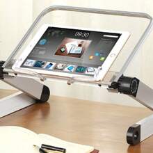 Adjustable Aluminum Book Stand - Ergonomic Holder For Laptops, Tablets, Magazines, And Documents With 2 Flexible Paper Clips - Lightweight, Foldable, And Portable Design For Comfortable Reading And Working Experience