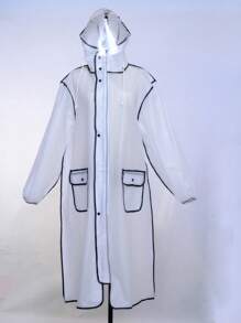 1pc Elongated Adult Waterproof Motorcycle Rain Poncho With Face Mask Summer Cooling, Beach, Travel Insulation, Galentines, Puppy, Carnival