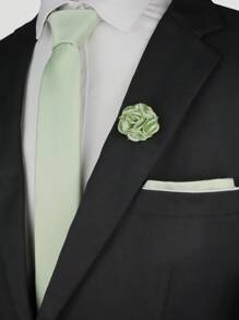 ZLQ&GOU 3 件套经典鼠尾草绿色男士领带套装，温和领带配饰礼品套装，适合婚礼、商务、办公室、派对和正式场合 - 薄荷綠 - 查看 5