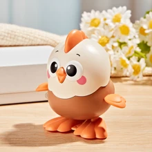 1 pieza Juguete de pollo de dibujos animados de plástico con mecanismo de cuerda, puede saltar hacia adelante