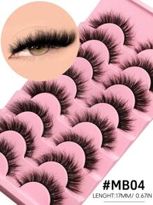 8 Pairs False Eyelashes 3D Fluffy Dramatic Eyelashes Fluffy Thick Lashes Volume Natural Look Fake Lashes Soft Fluffy Makeup Tools - Black - View 8