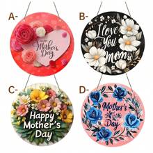 1 Señal de madera con diseño de corazón "Feliz Día de la Madre", patrón floral rojo, decoración rústica de pared para el hogar y el jardín, ideal para el Día de la Madre, cumpleaños y aniversarios, sin necesidad de electricidad