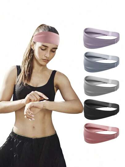 1 peça de faixa de cabeça esportiva feminina antiderrapante, adequada para exercícios diários, treino, corrida, ioga, também ótima para uso diário, atividades ao ar livre, praia, equipe, clube, festa de dança, presente, faixa de cabeça turbante, faixa de suor, acessórios de cabelo para outono e inverno para mulheres, roupas de férias femininas