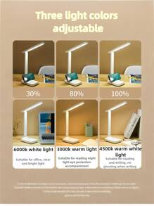 1pc Foldable LED Eye-Care Desk Lamp, Adjustable Brightness With Short Touch Switch, Student Eye-Protection Desk Writing Light, Portable Foldable Desk Lamp For Bedroom, Study, Reading, Dorm, Office, No Blue Light, No Flicker, Dimmable, Dual-Axis Folding - USB Link Power Supply - View 4