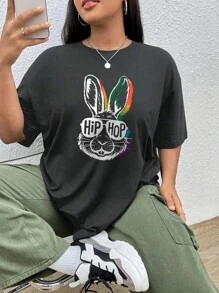 Oversized Style For Women, Colorfull Rainbowl Easter Bunny Hip Hop Sunglasses T-Shirt, Funny Popular Gift Shirt, Celebrating Easter Tee, Oversize Type Shirt For Women, Perfect For Holiday Parties Or Gift Giving, Soft And Comfortable