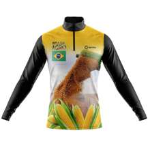 Kit 2 Camisa Camiseta Agro Blusa Manga Longa Proteção Solar UV Gola Zíper Pecuária Boi Agricultura Trator Colheitadeira Brasil - Gengibre - Visão 3