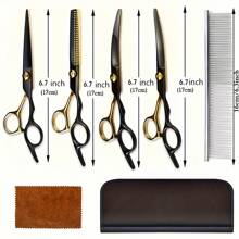 Premium Tiergrooming-Scherensatz, Edelstahl Hunde- und Katzen-Trimm-Scheren mit ergonomischem Design für beide Hände, professionelles Werkzeug zum Schneiden von Tierhaar inklusive Kamm und Pflegezubehör