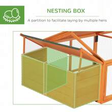 PawHut Chicken Run, Wooden Chicken Coop With Nesting Box, Openable Roof For 4-8 Chickens, Rabbits, Ducks, For Garden - Orange - Orange - View 7