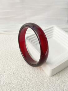 1 件时尚超透明简约树脂手链，适合女性日常和派对佩戴 - 透明紅色寬條樹脂手鐲 - 查看 3