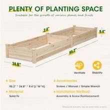 Outdoor Patio 8 FT Wooden Raised Beds Backyard Elevated Planter Box - Màu be - Xem 3