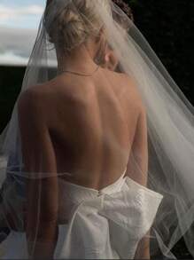 1 Stück einfacher, einfarbiger, einlagiger Chiffon Brautschleier, Hochzeit Haarzubehör