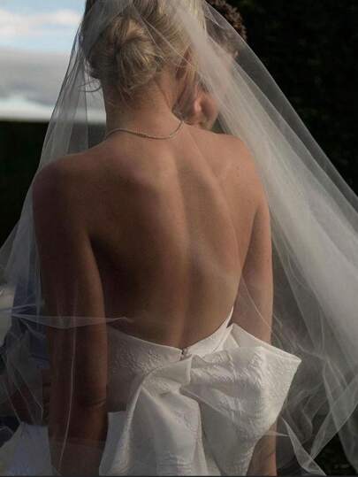 1개 심플한 단색 단층 쉬폰 신부 베일, 웨딩 헤어 액세서리