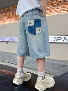 Pantalones cortos de mezclilla de verano con estilo minimalista para niño preadolescente