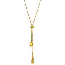 1 件简约 18k 镀层泪珠吊坠可调节项链，优雅珠宝，适合日常佩戴 - 金色 - 查看 3